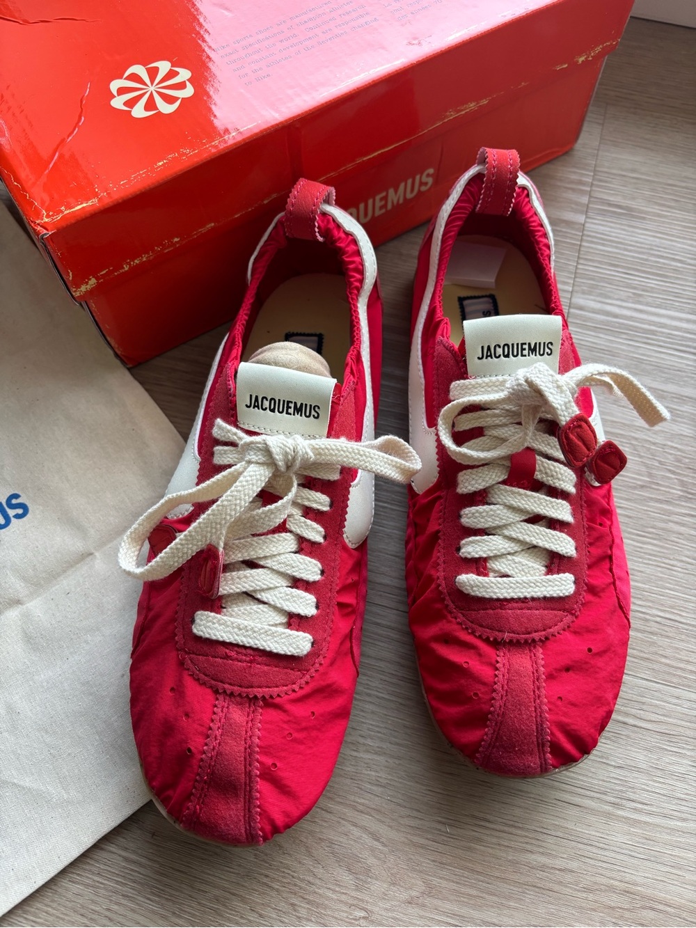 Jacquemus Red and White Low-Top Sneakers
